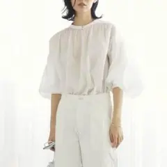 2605035 CLANE MESH FORM SLEEVE BLOUSE 白 - メルカリ