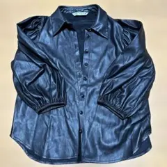 ZARA フェイクレザー シャツ ブラック Mサイズ パフスリーブ 長袖
