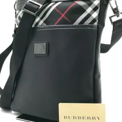 未使用●バーバリーブラックレーベル ショルダーバッグ ホース チェック レザー黒