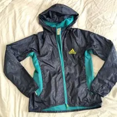 adidas CLOUDFOAM ウィンドブレーカー S ネイビー/ターコイズ