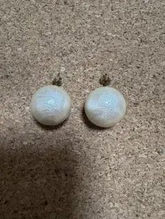 コットンパール　ピアス　両耳　ホワイト