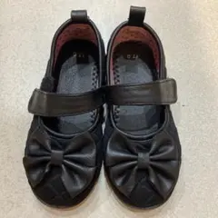 リボン付き黒シューズ 入学式 卒園式 16cmくらい