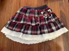 キッズ　チェック柄レース　スカート 120cm