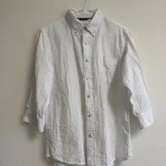 ikka ホワイト メンズ　七部袖シャツ 長袖Mサイズ