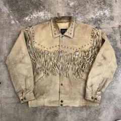 90年代 STEFANO スウェードレザーウエスタンジャケット フリンジ L