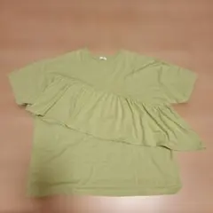 Honeys フリル付き半袖Tシャツ オリーブグリーンLサイズ