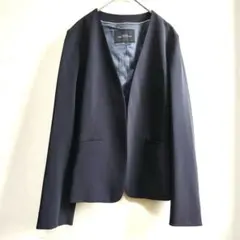 ☆美品☆グリーンレーベルリラクシング ノーカラージャケット ネイビー　紺色 40