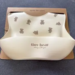 シリコンエプロン　子ども用　食事エプロン　くま　オフホワイト