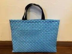 ハンドメイド　レッスンバック　絵本袋　星柄　キルティング