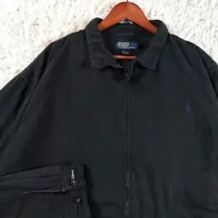 ポロラルフローレン チンストラップ ポニー刺繍ロゴスウィングトップジャケット 黒