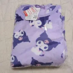 新品 140 クロミ 総柄あったかフリースパジャマしまむら長袖ズボン上下セット紫