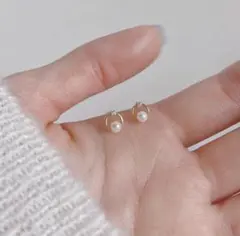 小ぶり一粒CZパールピアス