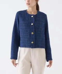 新品 Tuche ミックス ツイード ジャケット ネイビー