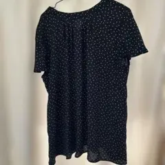 水玉模様 半袖シャツ 黒
