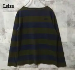 THE NORTH FACE Lsize 長袖カットソー 刺繍ロゴ オリーブ