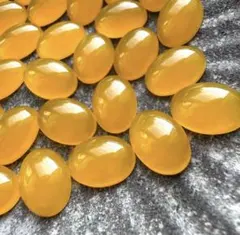 【２０個】イエロー　オーバルビーズ 卵型ビーズ　イエローカボション　パーツ