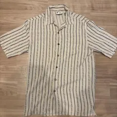 90's ビンテージ シルク オープンカラーシャツ ストライプ ペイズリー柄