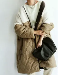 patterntorso アンティカ(F)キルティング ボア 中綿ロングコート