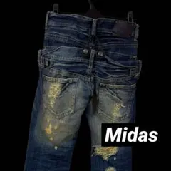 Midas フレアデニム 後ろダブルウエスト ダメージ 濃いブルー 1 （M）のサムネイル