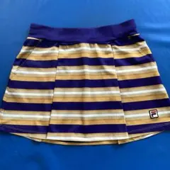 FILA フレアスカート L 紫と黄色のストライプ