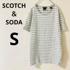 スコッチ&ソーダ 半袖Tシャツ　【S】　ボーダー柄　伸縮性　ロゴ入りプレートのサムネイル