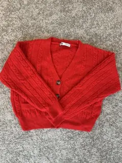 ZARA ケーブルニット カーディガン レッドのサムネイル