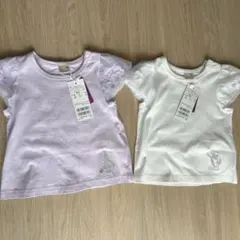 ラベンダー・ホワイト Tシャツ 90cm 2枚セット