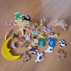 木製動物　玩具セット　30パーツ