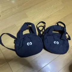 【人気】ダイソー　目玉ショルダーバッグ　黒　2つ