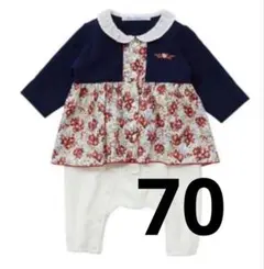 ファミリア 長袖 女の子 サイズ70 花柄 ロンパース 秋冬春 カバーオール