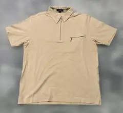 BURBERRY　ベージュ M ジッパーポケット付きポロシャツ