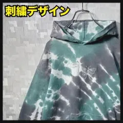 総柄 タイダイ パーカー スウェット プルオーバー メンズ S 刺繍 US古着