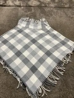 チェック柄ポンチョ型ストール