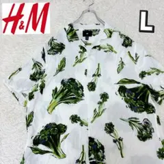 H&M ブロッコリーオープンカラーシャツ　レーヨン100% 半袖のサムネイル