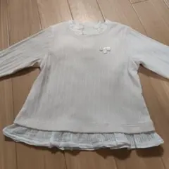 SIMPLE FREE 淡いピンクリブトップス フリル付き