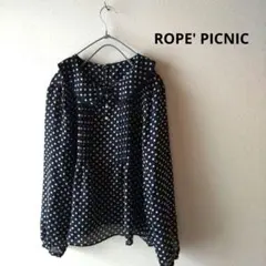 ロペ ピクニック ブラウス ドット柄 シアー クルミボタン