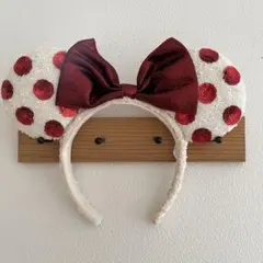 ディズニー　ミニーマウススパンコールカチューシャ　ドット