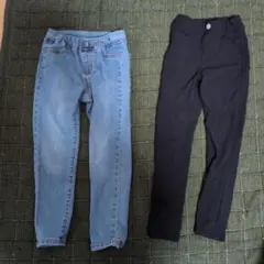 デニムブルー＆ブラック スキニーパンツ 2点セット 110　GU