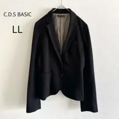 C.D.S BASIC テーラードジャケット ブラック LL 裏地ストライプのサムネイル