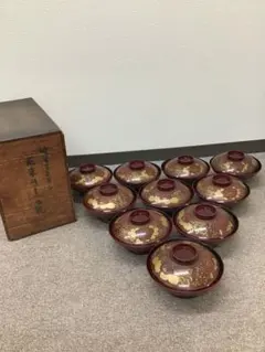 輪島塗　煮物椀　10客セット木箱付き