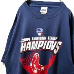 MLB ボストンレッドソックス アメリカンリーグ Tシャツネイビー紺色L古着