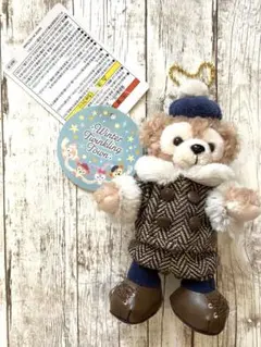 【タグ付き】ダッフィー ウィンタートゥインクリングタウン ぬいぐるみバッジ