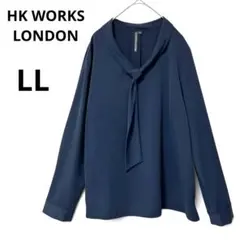 【美品】HK WORKS LONDON ボウタイブラウス　レディースLL(XL)