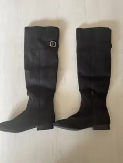 黒 スエード ロングブーツ オリエンタルトラフィック　サイドファスナー　Lサイズ