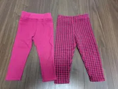 ピンクとチェック柄ロングパンツ2枚セット