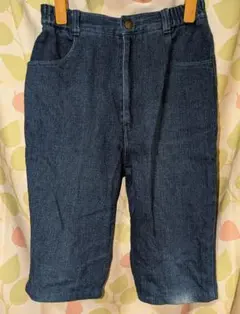 BOTTOMTRYBOTTOM デニム ハーフパンツ M 濃紺 楽々ウエストゴム