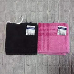 【新品】タオルハンカチ 2枚セット★黒&ピンク