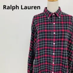 美品 ラルフローレン チェック柄 フランネルシャツ LL メンズ 万能 上品