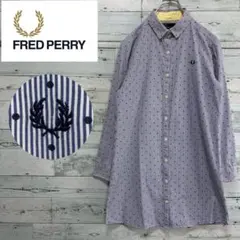 ☆美品☆フレッドペリー　Aラインシャツドレスワンピース　ドット柄　ロゴ刺繍