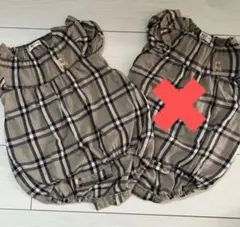 お値下げ　ポロベビー　ベージュ系チェックロンパース